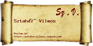 Sztahó Vilmos névjegykártya