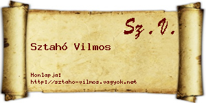 Sztahó Vilmos névjegykártya